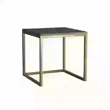 Grey Wash Mango Wood End Lamp Table with Gold Legs